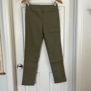 Elliot Lauren Control Stretch Pull-on Ankle Pants Back Slit olive size 4 and 8